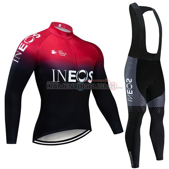 Abbigliamento Ciclismo Castelli Ineos Manica Lunga 2019 Nero Rosso